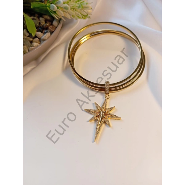 3Lü Çelik Charmlı Ajda Bilezik