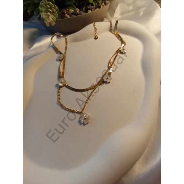 ÇİÇEK DETAYLI İTALYAN ZİNCİRLİ KOLYE