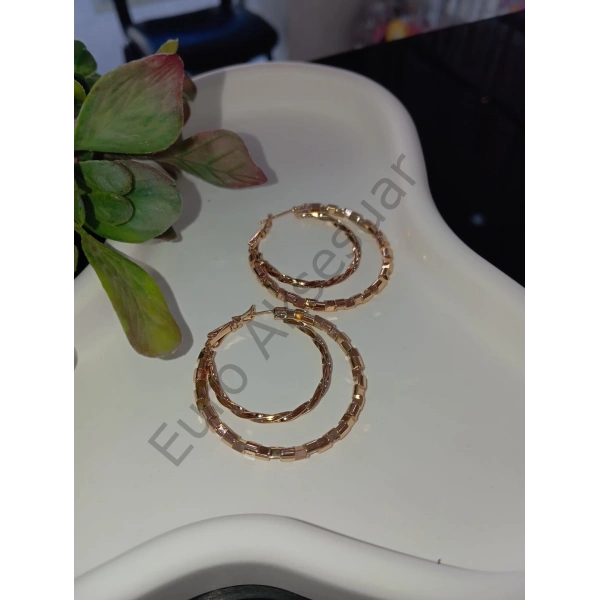 Çift Halka Detaylı Vip Küpe