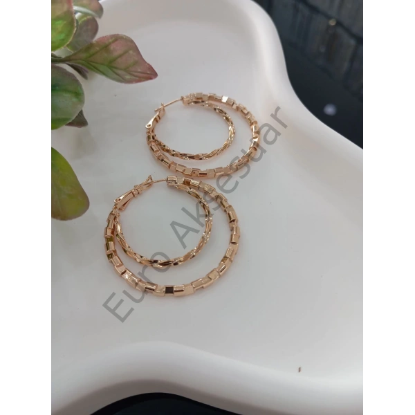 Çift Halka Detaylı Vip Küpe