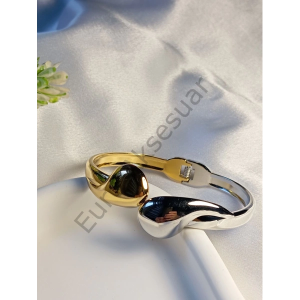 Çift Renk Çelik Kelepçe Bileklik