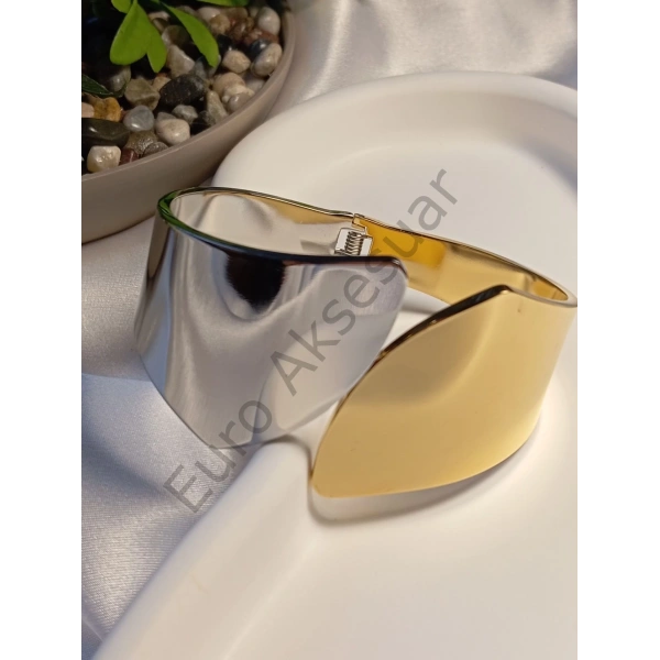 Çift Renk Çelik Kelepçe Bileklik