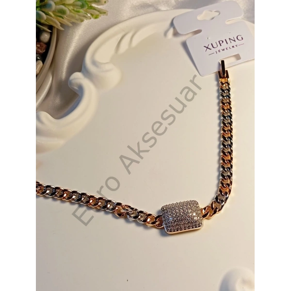 Çİft Renk Zirkon Taş Detaylı Vip Bileklik