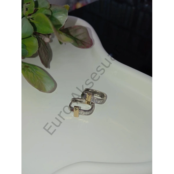 Çift Renkli Çelik Küpe