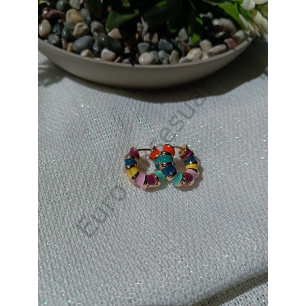 Çok Renkli Halka Vintage Küpe