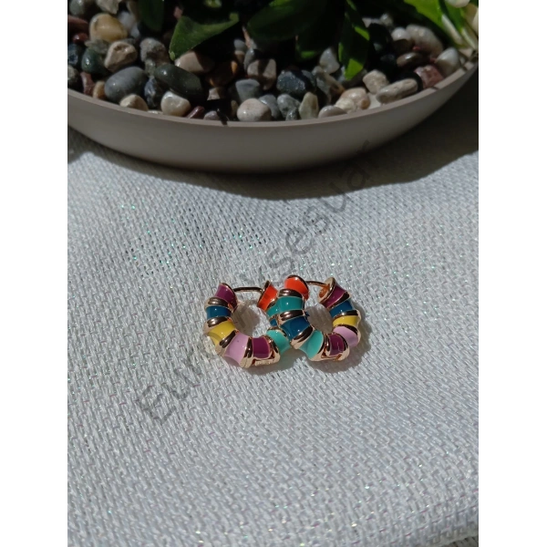 Çok Renkli Halka Vintage Küpe