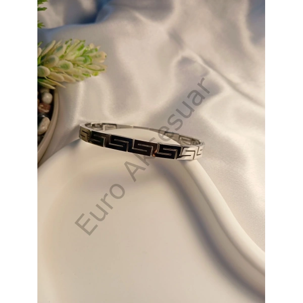 Desenli Çelik Kelepçe Bileklik