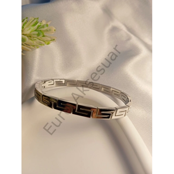 Desenli Çelik Kelepçe Bileklik