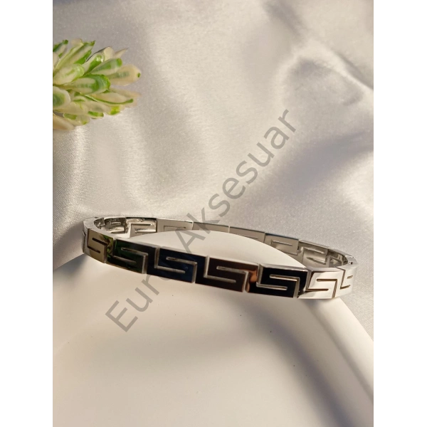 Desenli Çelik Kelepçe Bileklik