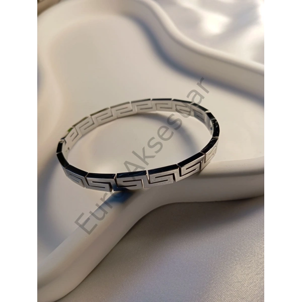 Desenli Çelik Kelepçe Bileklik