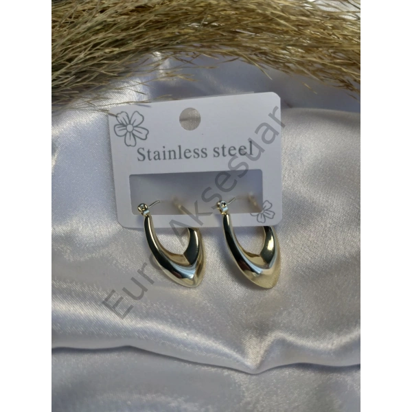 Gold Badem Figürlü Çelik Küpe