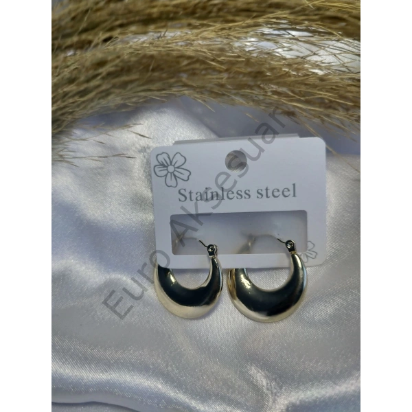 Gold Çelik Hilal Küpe