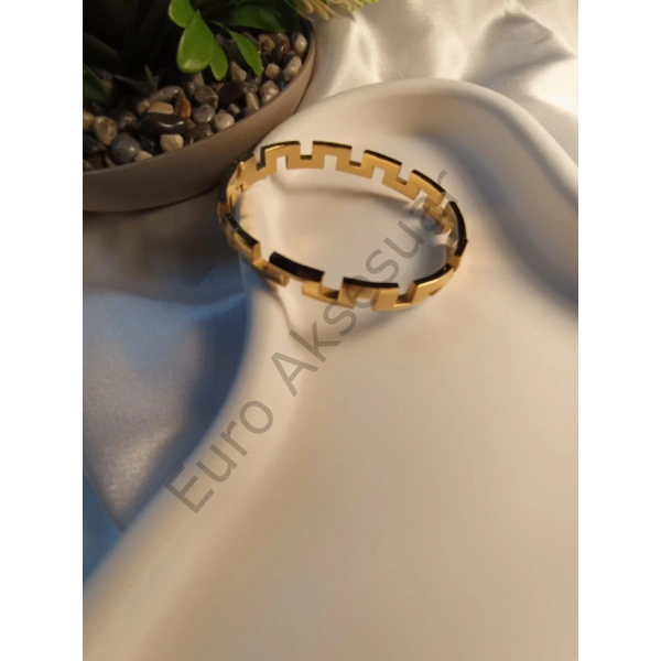 Gold Desenli Kelepçe Bileklik