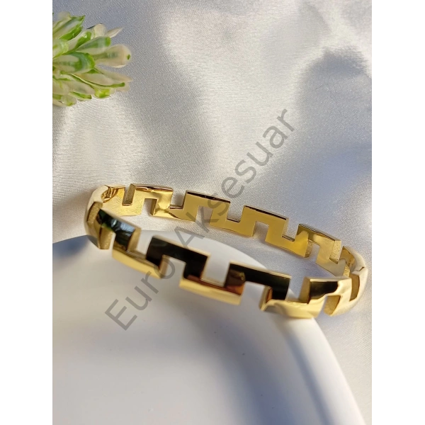Gold Desenli Kelepçe Bileklik