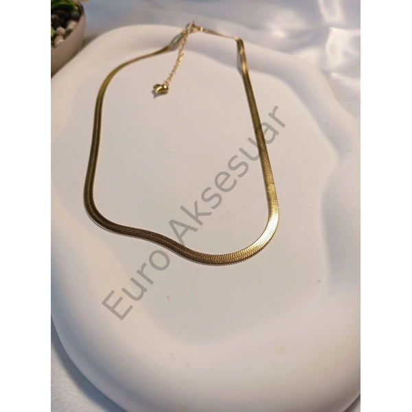 Çelik Gold Renk İtalyan Zincir Kolye