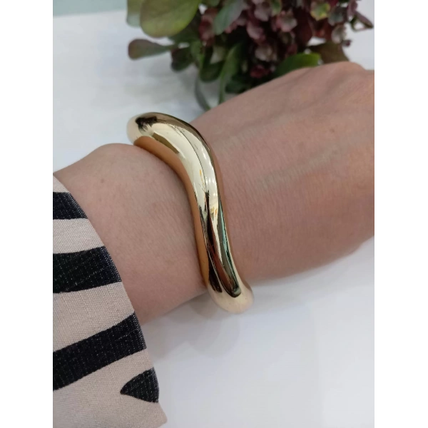 Gold Renk Vip Kıvrımlı Kelepçe Bileklik