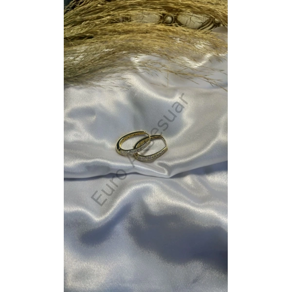 Gold Taş Detaylı Çelik Küpe