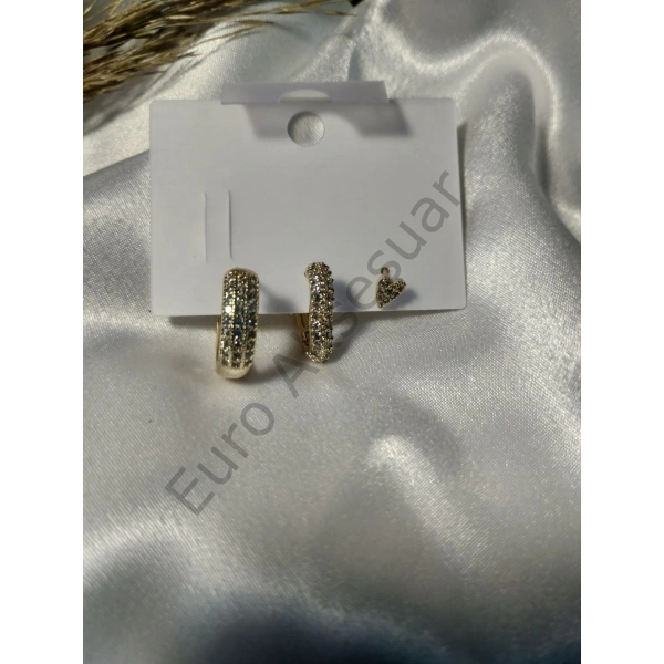 Gold Üçlü VIP Küpe