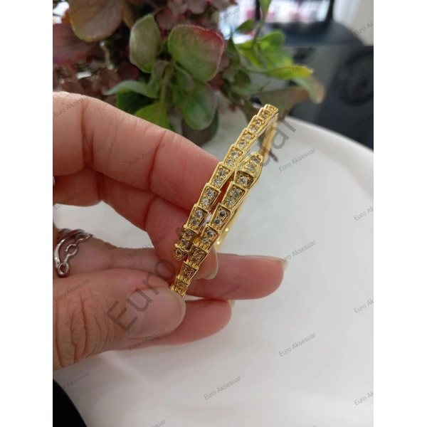 GOLD YILAN DETAYLI ÇELİK KELEPÇE