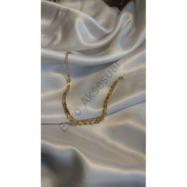 Gold Zincir Detaylı Çelik Bileklik