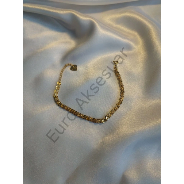Gold Zincir Detaylı Çelik Bileklik