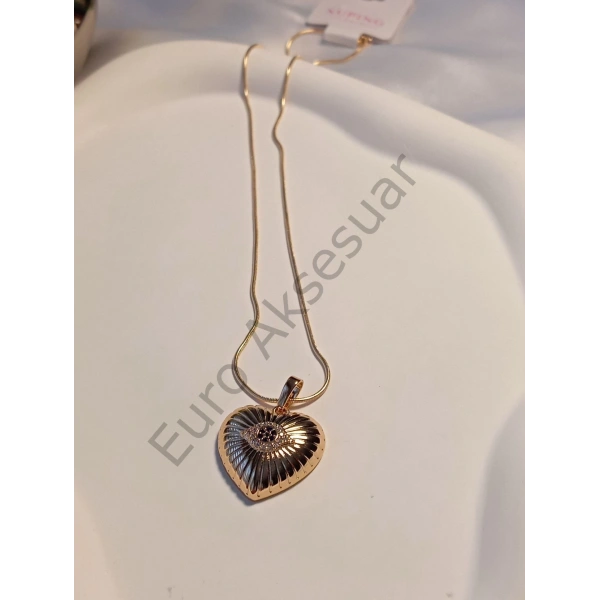 Göz Detaylı Kalp Figürlü Kolye