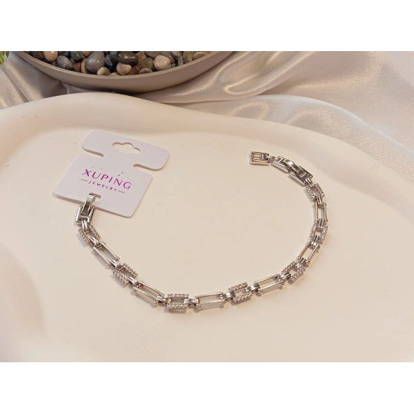 Gümüş Renk Dikdörtgen Zirkon Taşlı Vip Xuping Jewelry Bileklik