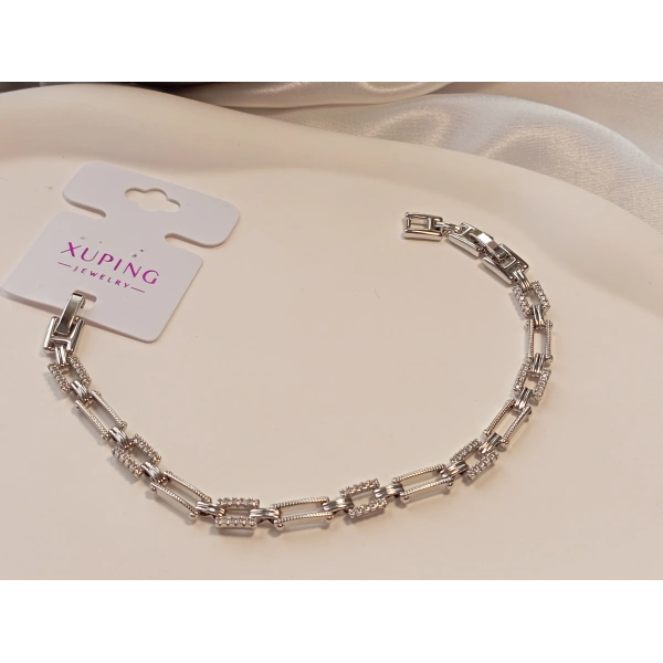 Gümüş Renk Dikdörtgen Zirkon Taşlı Vip Xuping Jewelry Bileklik
