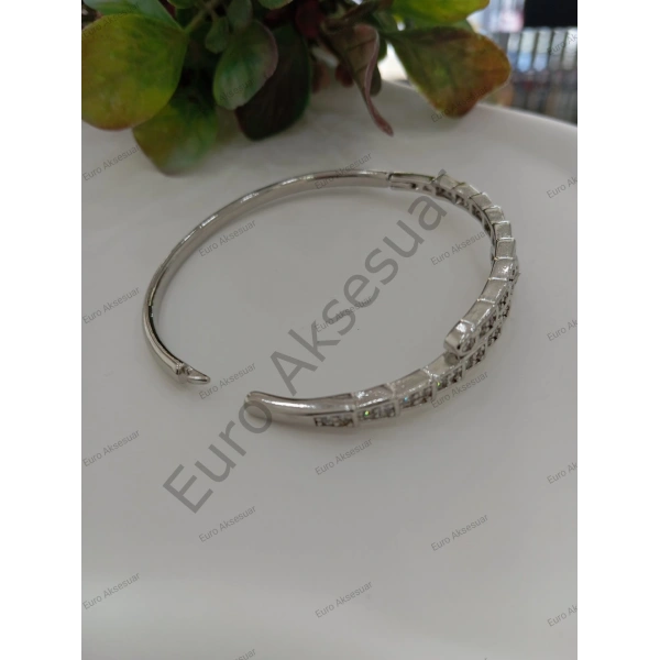 GÜMÜŞ RENK YILAN DETAYLI ÇELİK KELEPÇE