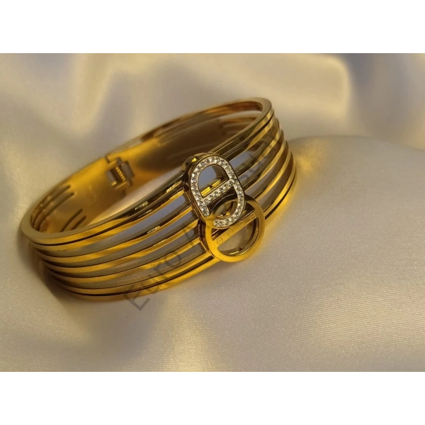 Halka Detaylı Gold Renk Çelik Kelepçe