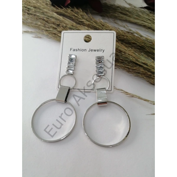 Halka Detaylı Taşlı Küpe