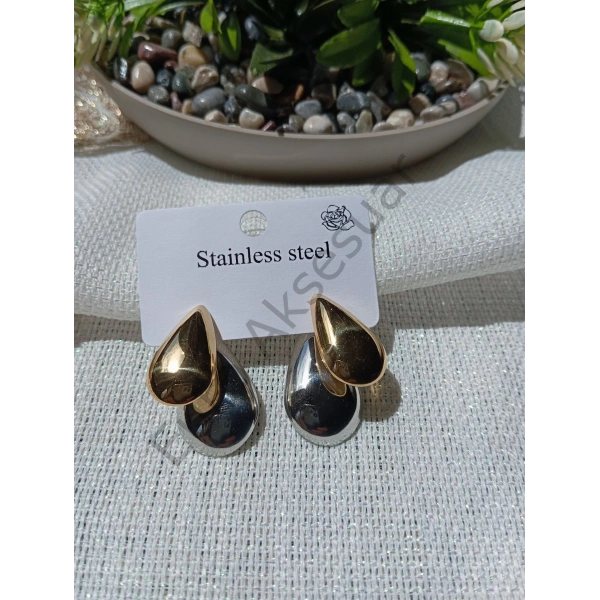 İki Renkli Çelik Küpe.