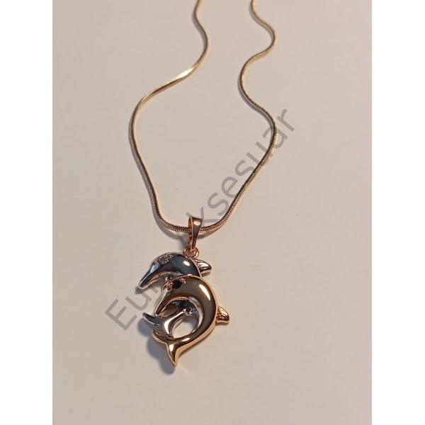 İkili Yunus Balığı Detaylı Xuping Kolye