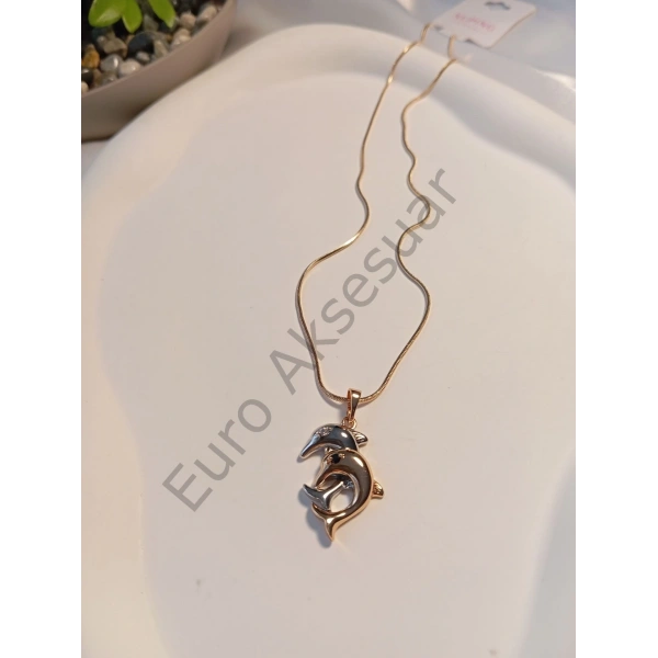 İkili Yunus Balığı Detaylı Xuping Kolye