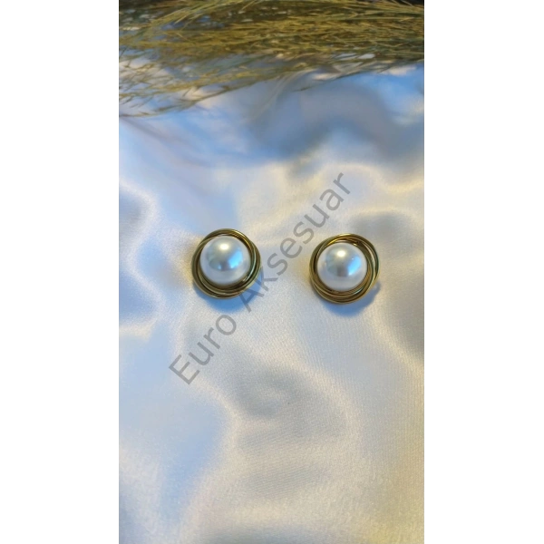 İnci Detaylı Çelik Küpe