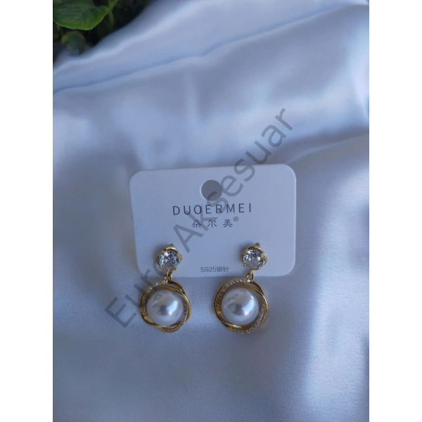 İnci Ve Taş Detaylı Vip Küpe