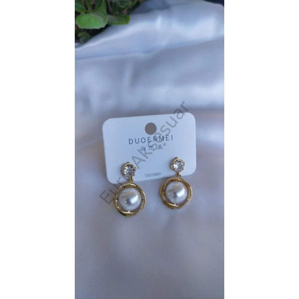 İnci Ve Taş Detaylı Vip Küpe