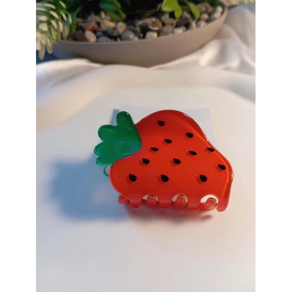 KÜÇÜK BOY ÇİLEK DESENLİ MANDAL TOKA