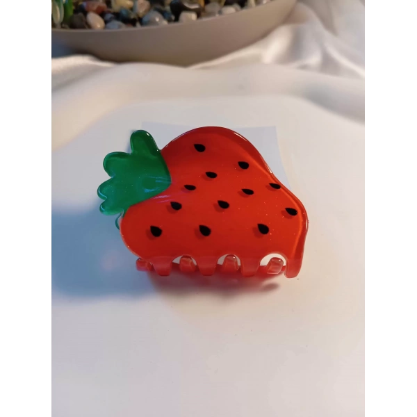 KÜÇÜK BOY ÇİLEK DESENLİ MANDAL TOKA