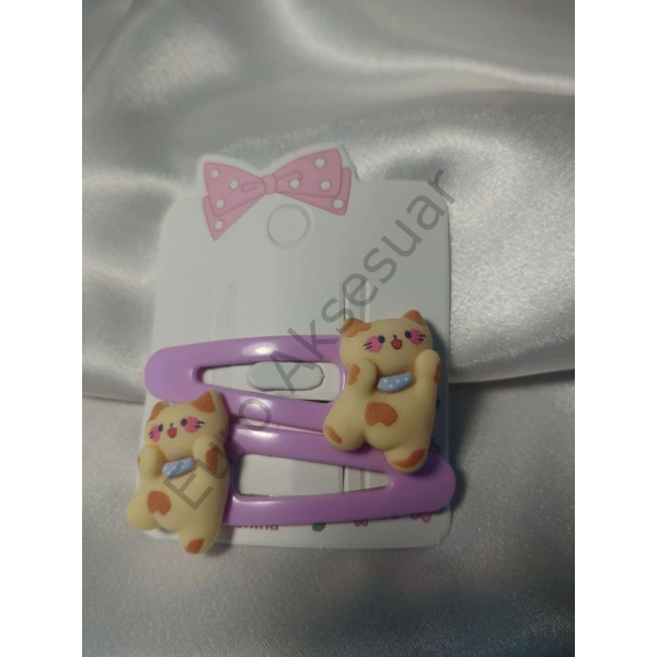 Lila Renk Kedili Çıtçıtlı Toka