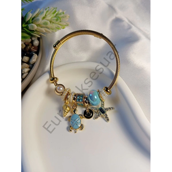 Mavi Kaplumbağa Detaylı Pandora Bileklik