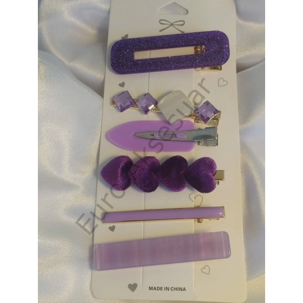 Mor Renk İthal Yan Toka Seti