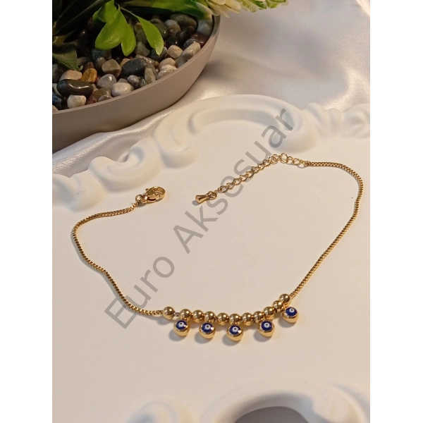 Nazar Boncuğu Detaylı Çelik Halhal