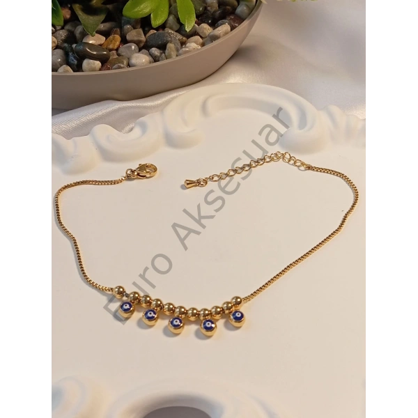 Nazar Boncuğu Detaylı Çelik Halhal