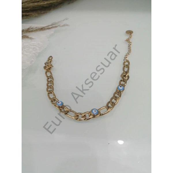 Nazar Boncuklu Çelik Bileklik