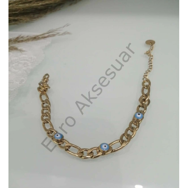 Nazar Boncuklu Çelik Bileklik