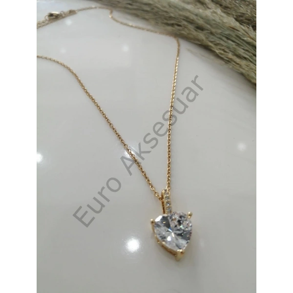 Kalp Detaylı Paslanmaz Çelik Kolye