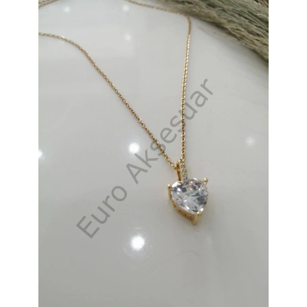 Kalp Detaylı Paslanmaz Çelik Kolye