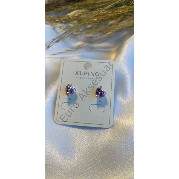 Pembe Zirkon Taş Detaylı Vip Küpe