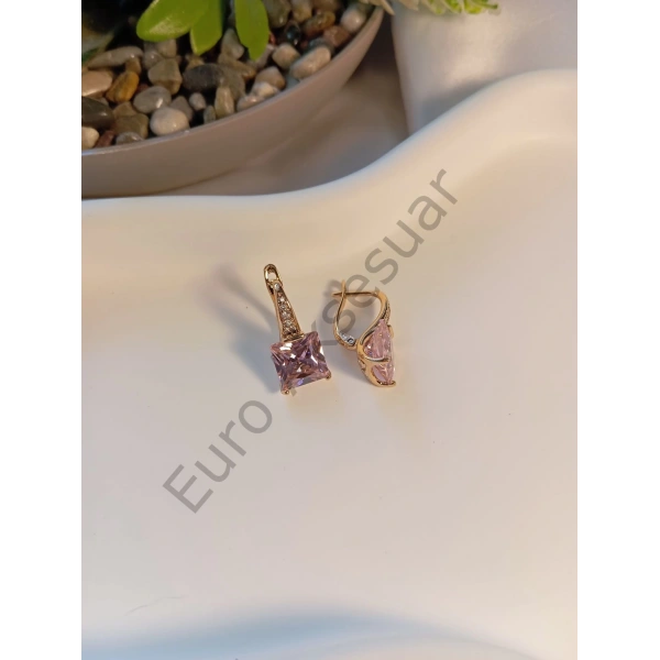 PEMBE ZİRKON TAŞLI VIP KÜPE